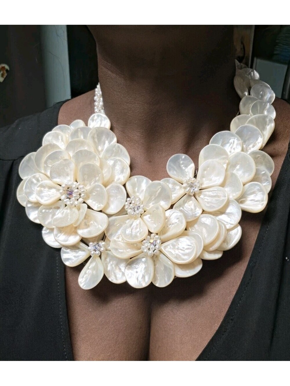 Mother N fresh Water Pearls Necklace, Earrings N Bracelet Set vintage statement